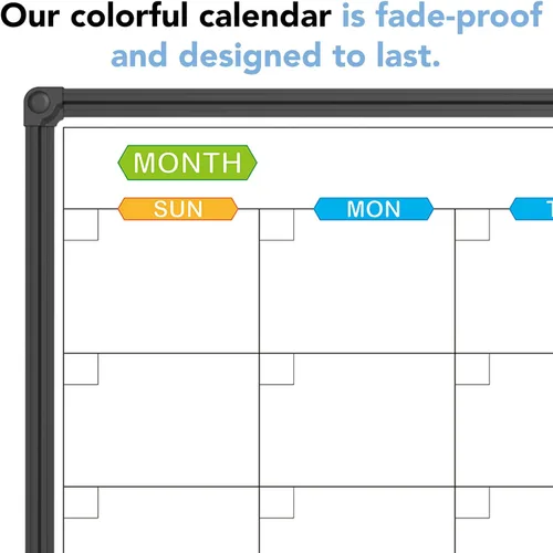 Miniatura 2 de JILoffice Calendario de Pizarra Blanca de Borrado en Seco - Calendario de Pizarra Blanca Magnética Mensual 36 X 24 Pulgadas, Paquete de 2, Marco