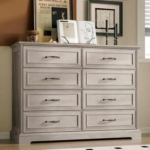 Miniatura 23 de Cómoda rústica de 3 cajones para dormitorio, cómoda moderna de 24 pulgadas de ancho con cajones profundos y asas de barra, mesita de noche de madera