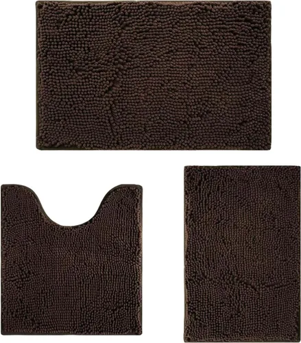 Miniatura 14 de Juego de alfombras de baño de 2 piezas, súper absorbente suave, gruesa, lavable en lavadora, alfombra de baño de chenilla antideslizante, alfombra