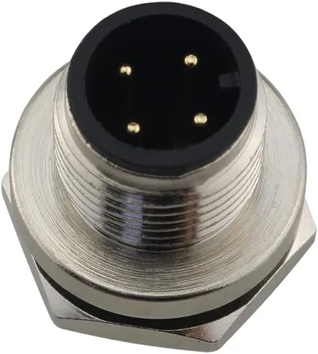 Miniatura 3 de Conector de montaje en panel de aviación masculina M12, 4 pines, impermeable, panel de chasis, montaje trasero, conector de sensor de zócalo