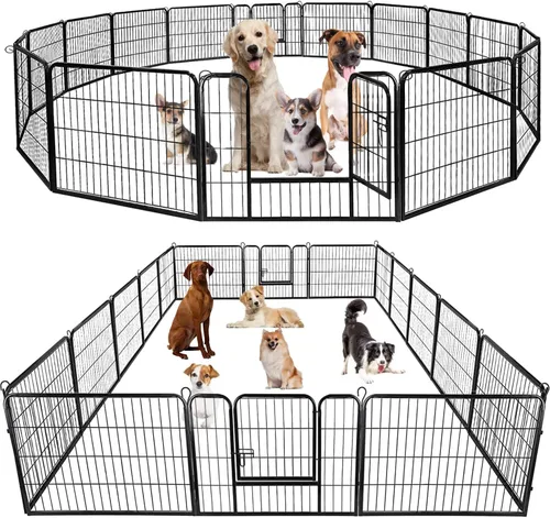 Miniatura 9 de BestPet Extensión de corral para perros 32 pulgadas, 2 paneles Corral resistente para mascotas con ejercicio de metal Paneles de cerca
