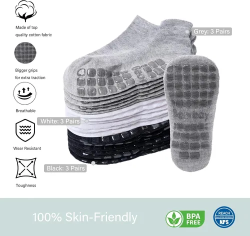 Miniatura 6 de Calcetines tobilleros antideslizantes para bebés con agarraderas para caminar de 0 meses a 7 años
