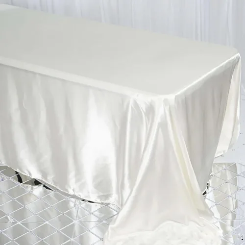 Miniatura 10 de Efavormart - Mantel rectangular de satén, 90 x 132 pulgadas, suave, oblongo, lavable, mantel decorativo de tela sedosa para bodas, fiestas, Plata