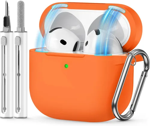 Miniatura 39 de Funda para AirPods 4 2024, viene con kit de limpieza, funda protectora de silicona suave para fundas Apple AirPods de 4ª generación con llavero