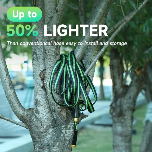Miniatura 5 de 50FT Garden Hose with Nozzle– High Pressure Nozzle and Flexible Water Hose, All-Weather, Non-Shrinking, Ultra-Lightweight with 3/4" Solid Brass