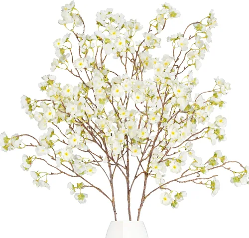 Miniatura 12 de Uieke 8 flores artificiales de cerezo, ramas de flor de cerezo de seda, arreglo de flores de ciruelo falsas para bricolaje, hogar, boda, árbol, 8