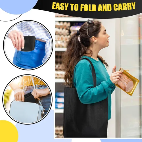 Miniatura 2 de Silkfly 120 bolsas de mano no tejidas a granel de 11.8 x 4 x 15 pulgadas, bolsas de regalo grandes reutilizables de tela con asas (negro)