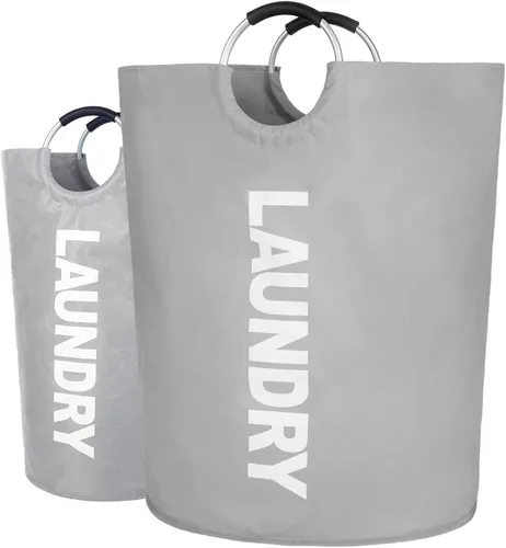 Miniatura 13 de Twira Cesta de lavandería grande de 90 litros, cesta de lavandería que se mantiene bien, bolsa de lavandería con asas acolchadas, contenedor de ropa