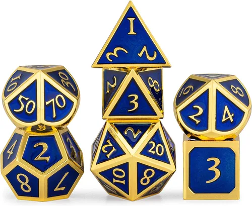 Miniatura 13 de HEIMDALLR Juego de dados de metal DND, 7 piezas, juego de dados de metal indestructibles con bolsa de dados; juego de dados D&D
