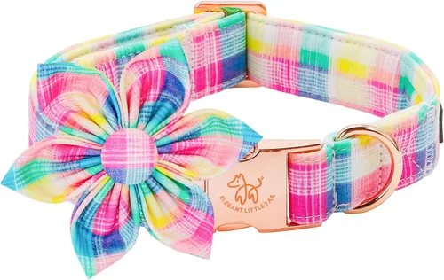 Miniatura 16 de Elegant little tail - Collar rosa para perras con flor, collar ajustable para mascotas con regalo de flores, collares para perros medianos