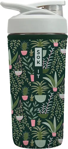 Miniatura 21 de Sok It BotlSok Botella Mezcladora de Proteínas con Funda Aislante de Neopreno (Floral Abstracto, Se Ajusta a Mezcladoras de 24oz)