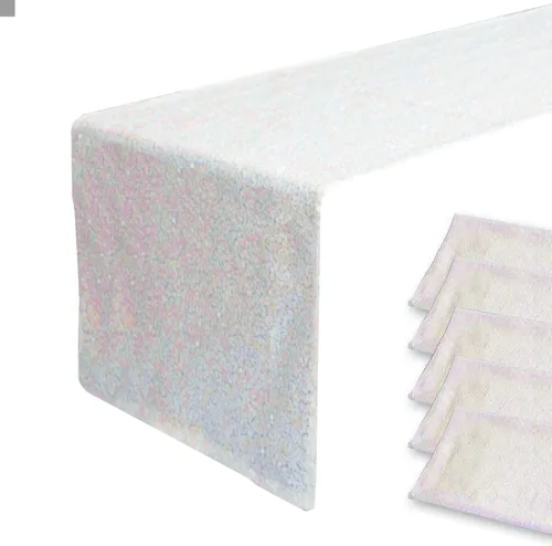 Miniatura 16 de JYFLZQ Camino de mesa de lentejuelas negras de 12 x 72 pulgadas, manteles de mesa de tela con lentejuelas negras brillantes - Caminos brillantes