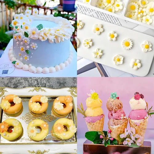 Miniatura 3 de 6 moldes de flores de silicona para chocolate, molde de margarita y fondant, molde de caramelo de rosa, molde de resina de arcilla de polímero