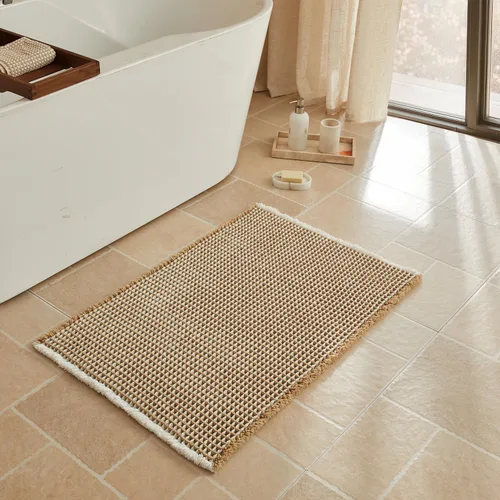 Miniatura 25 de Triohero Tapete de baño con diseño de gofre, tapete de baño pequeño y bohemio, antideslizante, lavable, ultra suave, súper absorbente, de secado