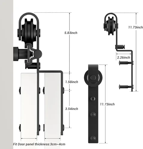 Miniatura 5 de Kit de herrajes para puerta corrediza de granero de derivación de 5 pies, herrajes para puerta corrediza de modo de riel combinado, puertas