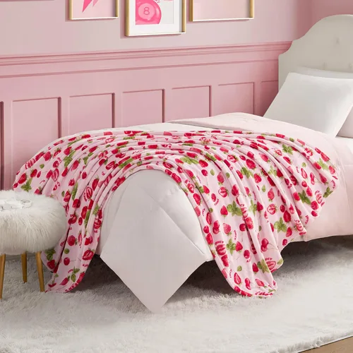 Miniatura 3 de Juicy Couture Berry Happy - Manta de felpa de 50 x 70 pulgadas, color rosa, mantas decorativas para sofás, mantas para sillas y camas