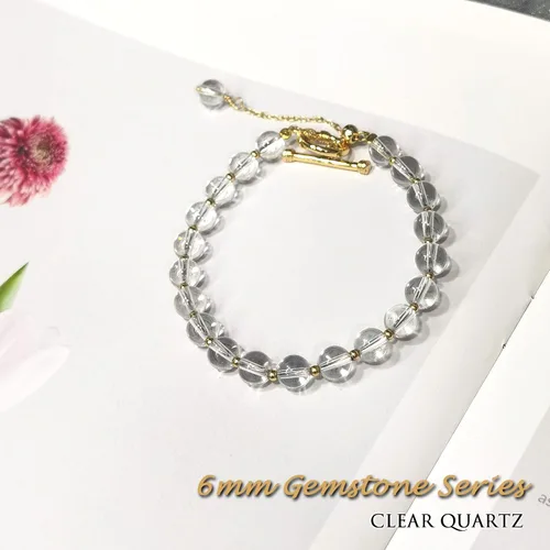 Miniatura 5 de Morchic Pulsera de cuentas de cristal de cuarzo transparente de 0.236 in para mujer, regalo de cumpleaños de piedras preciosas naturales, cierre