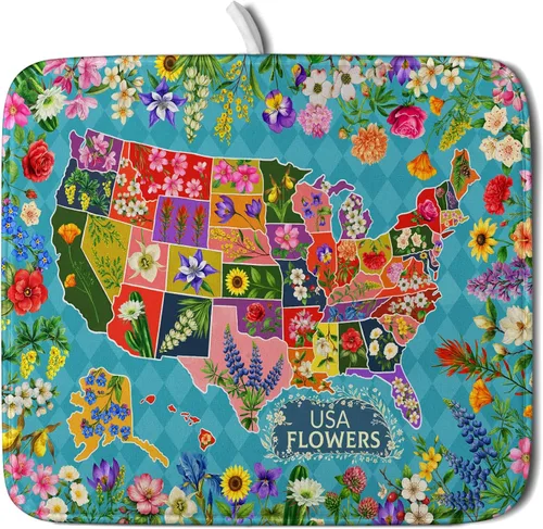 Miniatura 52 de Alfombrilla de secado de platos para encimera de cocina pequeña absorbente de café de otoño Alfombrilla de secado de microfibra de bosque de otoño