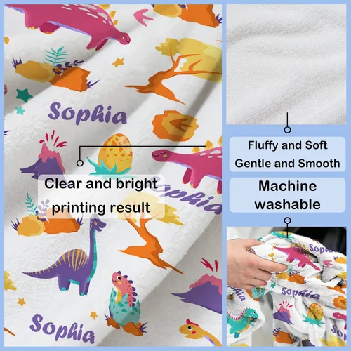 Miniatura 72 de Artsadd Manta de bebé personalizada para niños y niñas con nombre, manta personalizada con nombre de bebé con patrón de unicornio, manta
