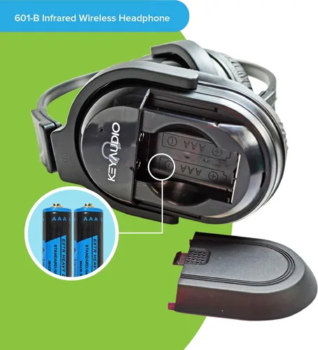 Miniatura 3 de RP Accessories IR-601B Auriculares inalámbricos infrarrojos, 2 canales plegables universales con sistema de entretenimiento trasero IR para TV