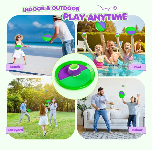 Miniatura 7 de Juego de Pelota de Lanzar y Atrapar Mejorado - Juegos Familiares Juguetes para Niños para Rellenos de Calcetín - Resistente al Agua Ideal para Playa