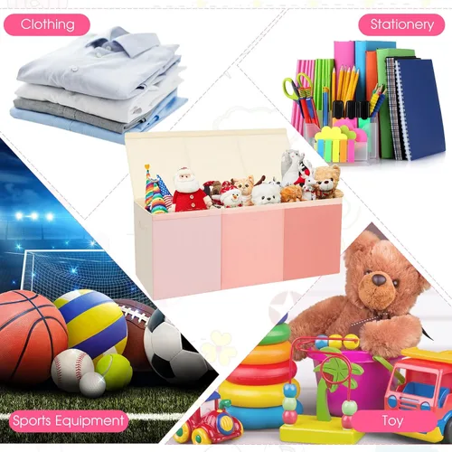 Miniatura 7 de Patelai Caja de juguetes extra grande con tapas, de 4/3 rejillas, pecho grande, plegable, para niños, niñas, sala de estar, guardería, sala de serie