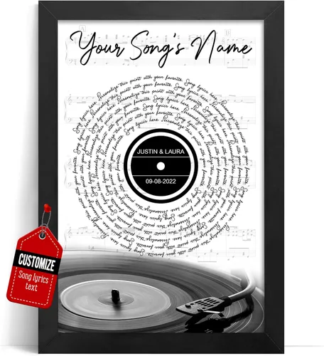 Miniatura 30 de VICILO Póster Enmarcado con Letras de Canción Personalizadas, Regalo para Padres, Acordes de Canción Perfectos, Pareja, 50° Aniversario de Boda