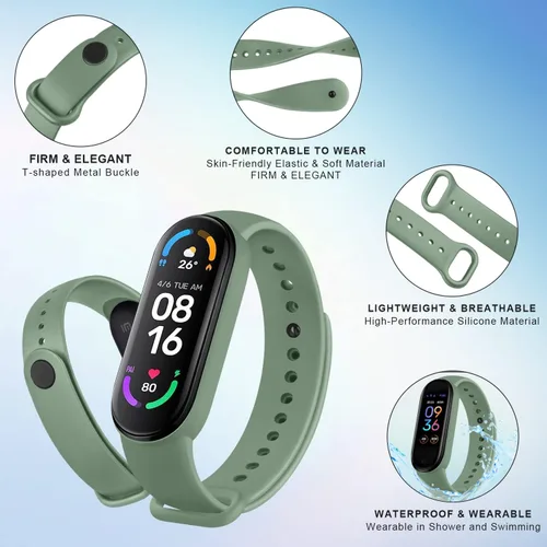 Miniatura 3 de Wanme Bandas para Amazfit Band 5 correas de repuesto para mujeres y hombres, paquete de 2 correas deportivas de silicona compatibles con Amazfit