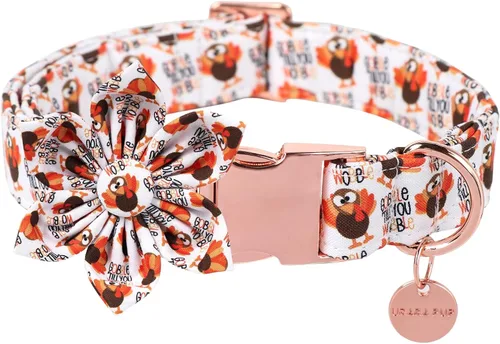 Collar de Perro de Acción de Gracias con Flor, Collar de Flores de Algodón de Pavo para Cachorra Hembra, Perro o Gato, Collar de Flores de Otoño con