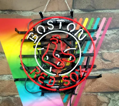 Miniatura 4 de Queen Sense Lámpara de neón de 14"x14" Red Sox Neon Sign Light Man Cave Bar Pub Beer Gift Neon Lamp A114BRS