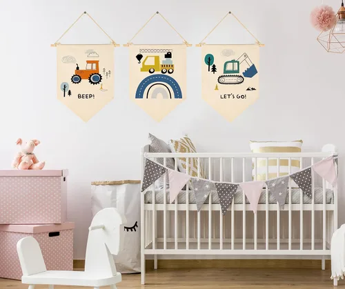 Miniatura 5 de Transporte, construcción, construcción de vehículos, decoración de guardería, decoración de bandera para bebés, niños, recién nacidos, banderines