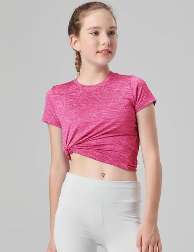 Miniatura 3 de Paquete de 4 camisetas atléticas para niñas jóvenes, camisetas de manga corta Dry Fit, ropa deportiva para niños y adolescentes