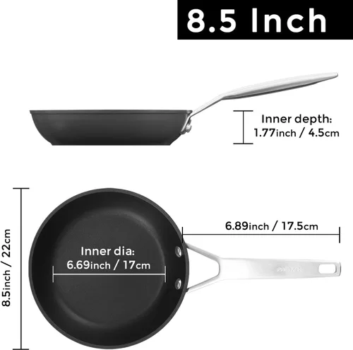 Miniatura 2 de MsMk Sartén Pequeña para Huevos, Sartén Antiadherente para Tortillas de Titanio y Cerámica de 8 1/2 Pulgadas, Sartén Pequeña Segura para Inducción