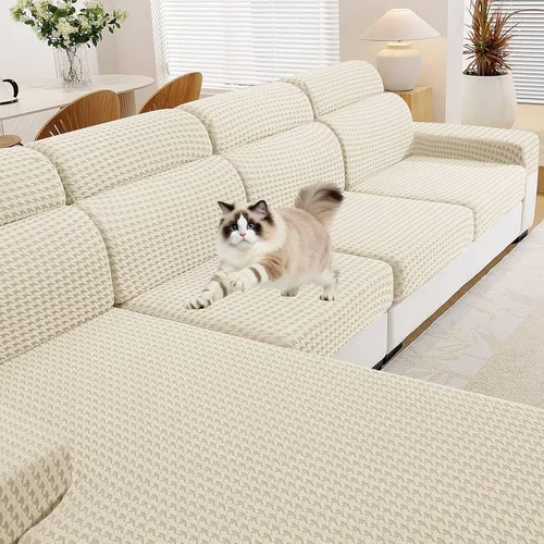 Miniatura 17 de MAXIJIN Fundas de cojín para sofá seccional, funda de cojín elástica para sofá, lavable, protector de muebles con parte inferior elástica y correa