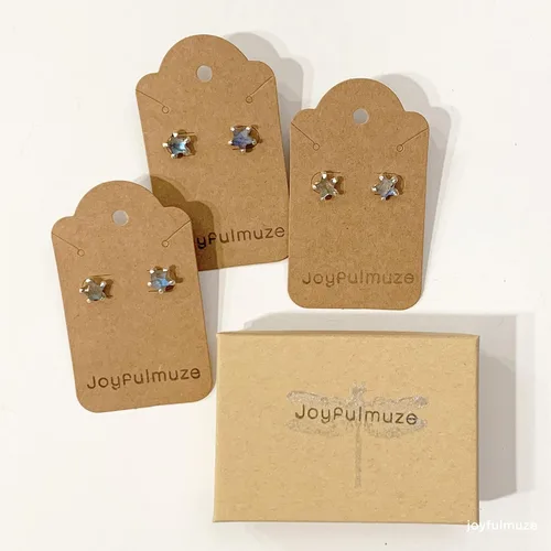 Miniatura 8 de Aretes de estrella de piedras preciosas naturales para mujeres y hombres, lapislázuli, ónix, piedra lunar, labradorita, turmalina negra, hechos a