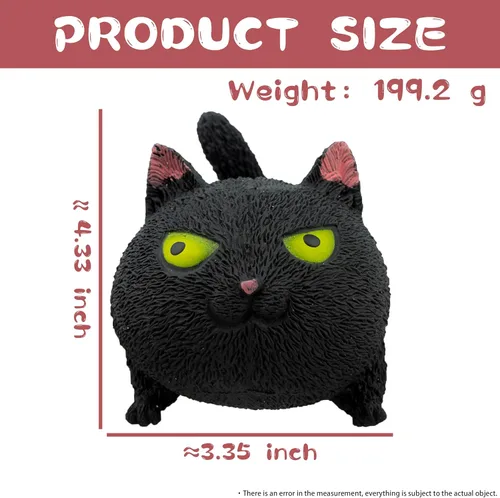 Miniatura 3 de Juguetes sensoriales antiestrés con forma de gato para niños, adultos, adolescentes, niños, alivio de descompresión y alivio de la ansiedad (negro)