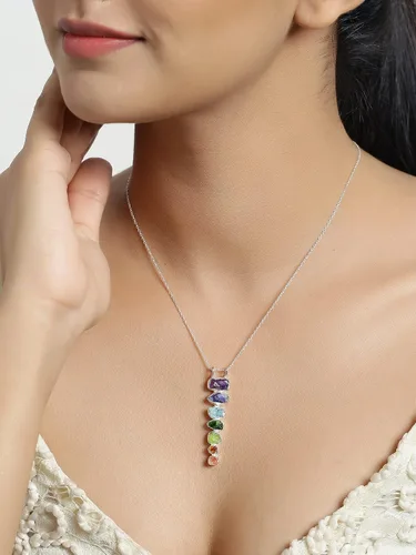 Miniatura 2 de YoTreasure 925 Sterling Silver Natural Healing Crystal Point Chain Pendant Necklace