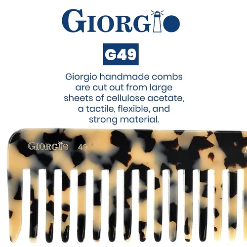 Miniatura 5 de Giorgio G49 White Tokio, peine desenredante de dientes anchos para cabello grueso y rizado, desenredante de cabello húmedo y seco, hecho a mano