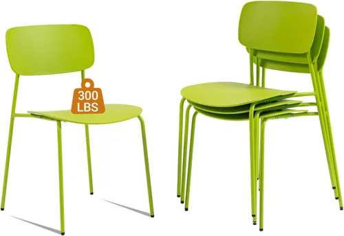 Miniatura 13 de Sidanli Juego de 4 sillas apilables para sala de conferencias, sillas de recepción con asiento de plástico, sillas apilables para espera, sala