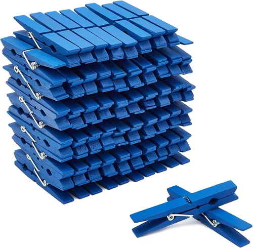 Juvale Alfileres de madera para ropa, paquete de 100, color azul marino, mini pinzas para la ropa y clips de madera para lavandería, manualidades y