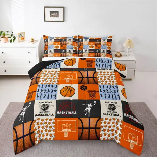 Miniatura 6 de Boy Basketball Comforter Set Twin Size,Ball Sport Games Bedding Sets 2Pcs for Girls Boys Teens Room Decor,Basketball Player Silhouette Duvet Insert