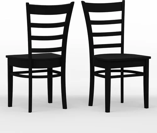 Miniatura 2 de Glenwillow Home Sillas de comedor de madera maciza con respaldo de listones en negro (juego de 2)