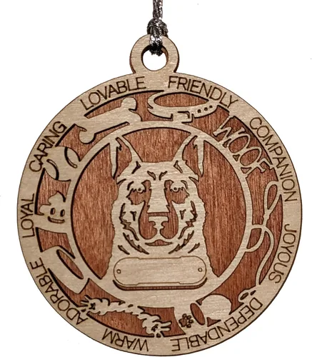 Miniatura 41 de Adorno de Navidad personalizado de madera para perro de 3 pulgadas, nombre y texto personalizables, hecho a mano en Estados Unidos, diseño de corte