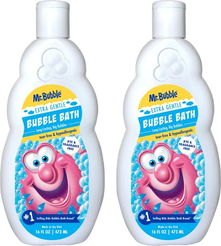 Mr. Bubble Baño de burbujas extra suave, hipoalergénico, sin desgarros, solución de baño de burbujas perfecta para pieles sensibles (paquete de 2