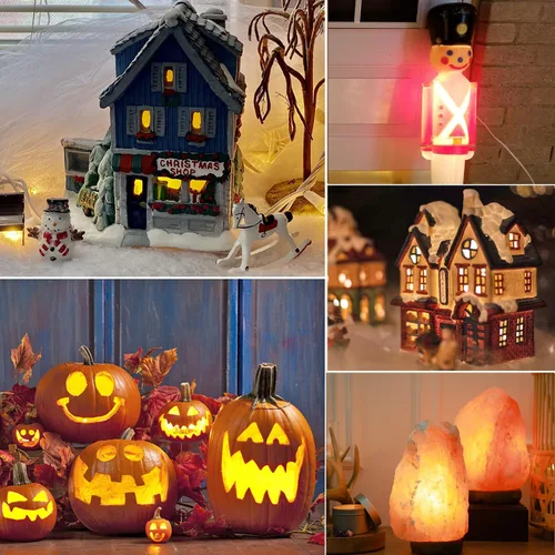 Miniatura 7 de KGC Paquete de 4 cables de accesorios con bombilla LED C7, cable de luz de molde de soplado interior de 6 pies con enchufes para calabazas