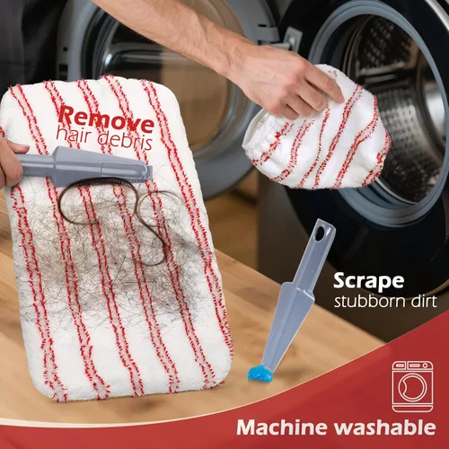 Miniatura 6 de Masthome Trapeador de microfibra extra grande para limpieza de pisos, trapeador plano de 16 pulgadas con 5 almohadillas para uso húmedo y seco, Rojo