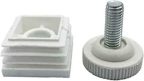 Miniatura 6 de Flyshop 4 juegos de tapones de plástico negros cuadrados tubos, M8 roscado altura ajustable de 0.512 in a 0.984 in, pies niveladores de muebles