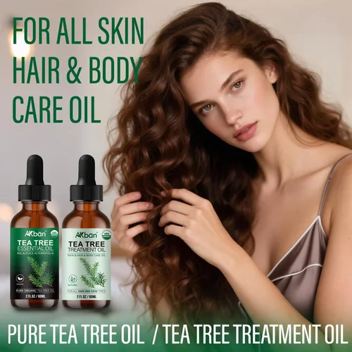 Miniatura 2 de AKBAN Aceite esencial de árbol de té y aceite de árbol de té para el tratamiento del cabello, 100% puro y natural, ideal para cabello, piel, uñas
