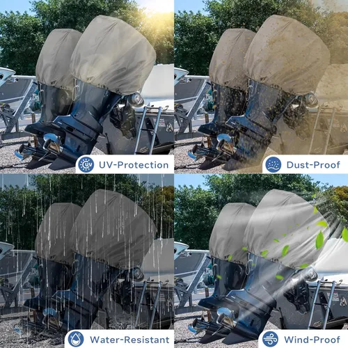 Miniatura 7 de VINPATIO Cubierta de motor fuera de borda, capó de motor de poliéster 600D impermeable para motores de barco de hasta 10 HP, tela teñida