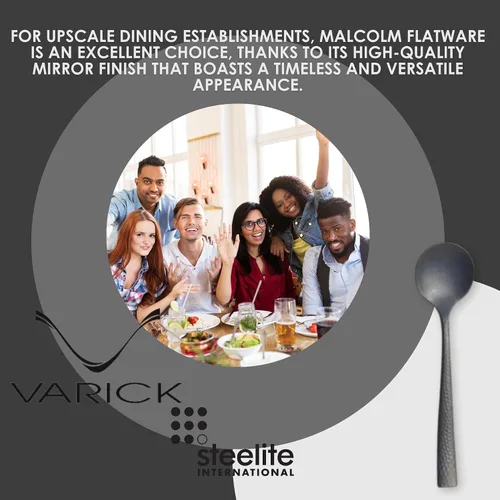 Miniatura 3 de Steelite Varick Malcolm - Cubertería con textura martillada satinada, mango moderno, utensilios de acero inoxidable 18/10, cubiertos para uso